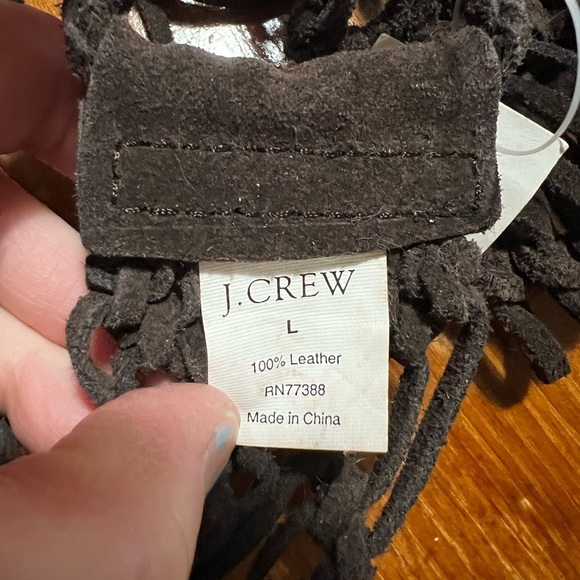 J. Crew Dark Brown Woven Suede Belt Coastal Cowgirl Rodeo Country Western Fringe - Picture 3 of 10